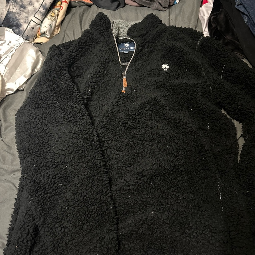Black Sherpa Quarter-Zip Pullover